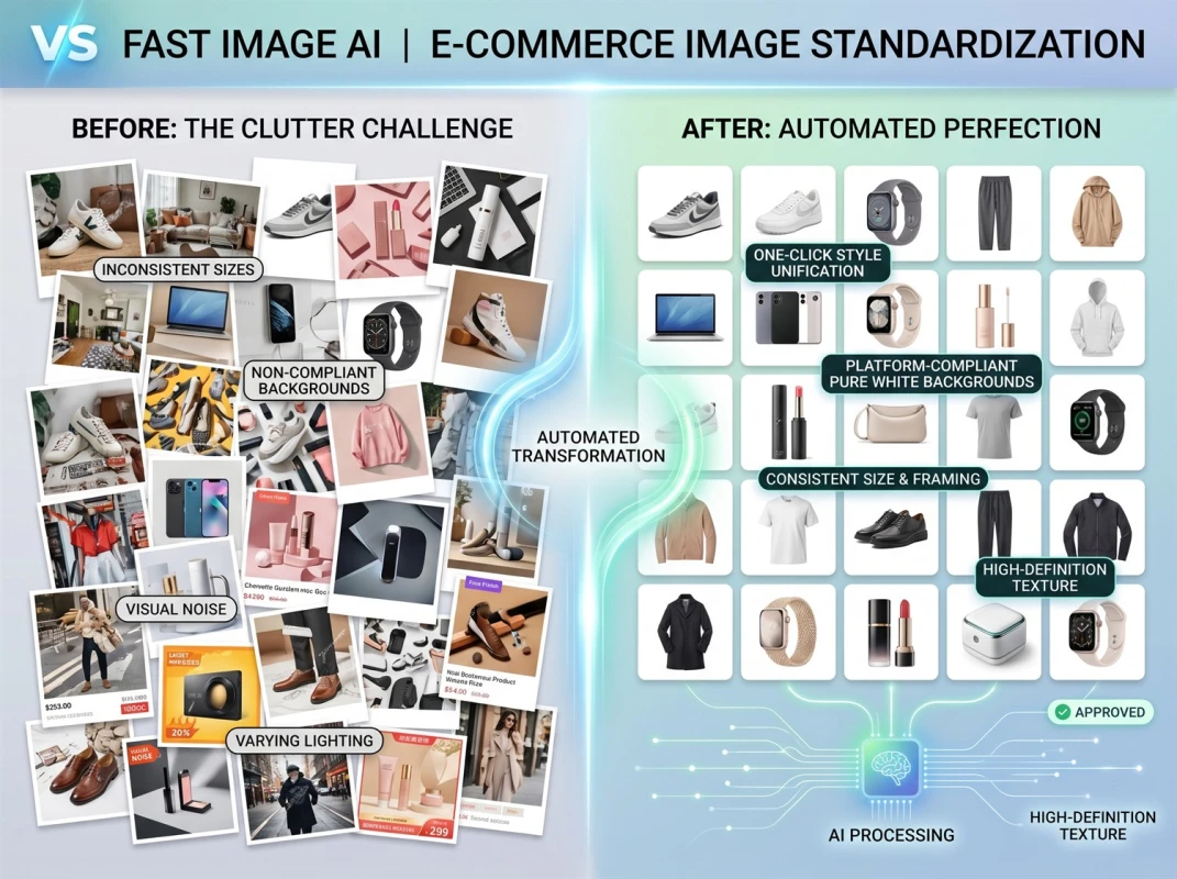 Store Listing Image Style Chaos - Fast Image AI Creates Premium Clean Visual Backgrounds